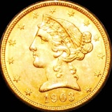 1903 $5 Gold Half Eagle UNCIRCULATED