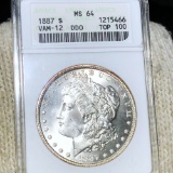1887 Morgan Silver Dollar ANACS - MS64 VAM-12 DDO
