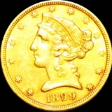 1899-S $5 Gold Half Eagle UNCIRCULATED