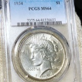 1934 Silver Peace Dollar PCGS - MS64