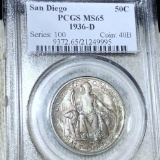 1936-D San Diego Half Dollar PCGS - MS65