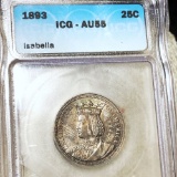 1893 Isabella Silver Quarter ICG - AU55