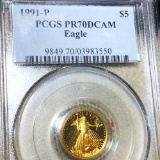 1991-P $5 Gold Half Eagle PCGS - PR 70 DCAM
