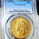 1871-S $20 Gold Double Eagle PCGS - AU55