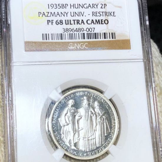 1935B Hungary Silver 2 Pengo NGC - PF68ULTCAM