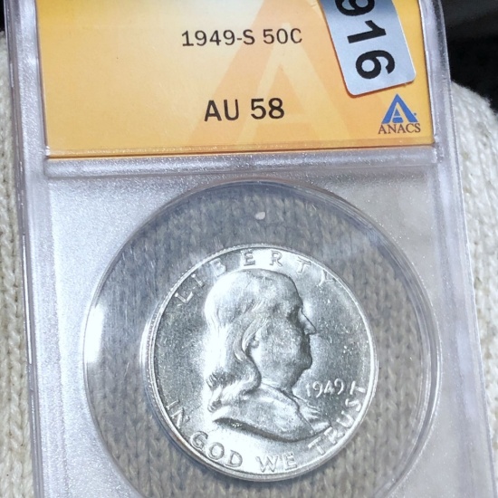 1949-S Franklin Half Dollar ANACS - AU58