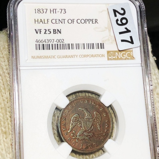 1837 Hard Times Token NGC - VF 25 BN