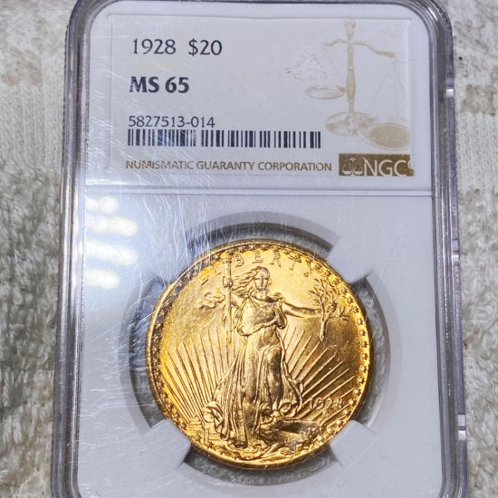 1928 $20 Gold Double Eagle NGC - MS65