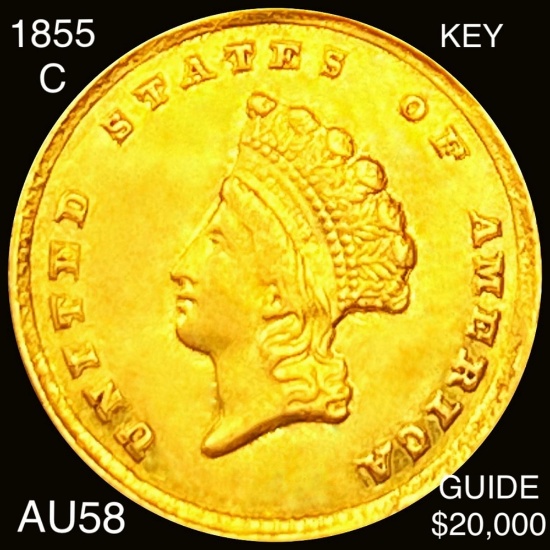 1855-C Rare Gold Dollar CHOICE AU