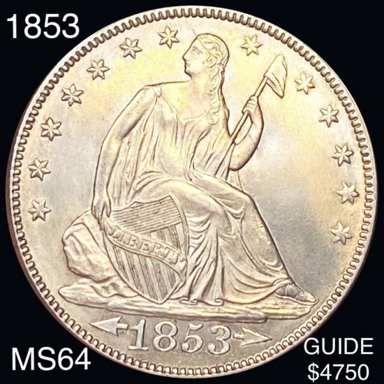 1853 Seated Half Dollar CHOICE BU
