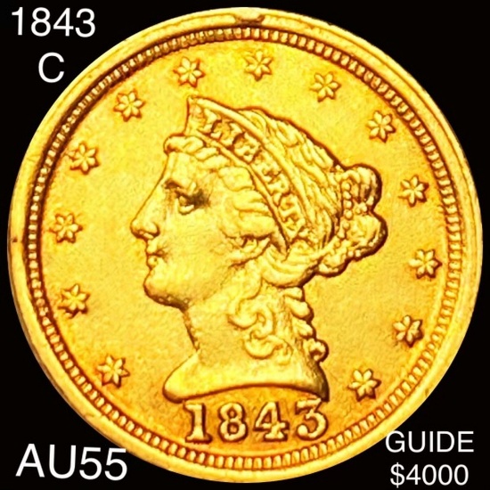 1843-C $2.50 Gold Quarter Eagle CHOICE AU