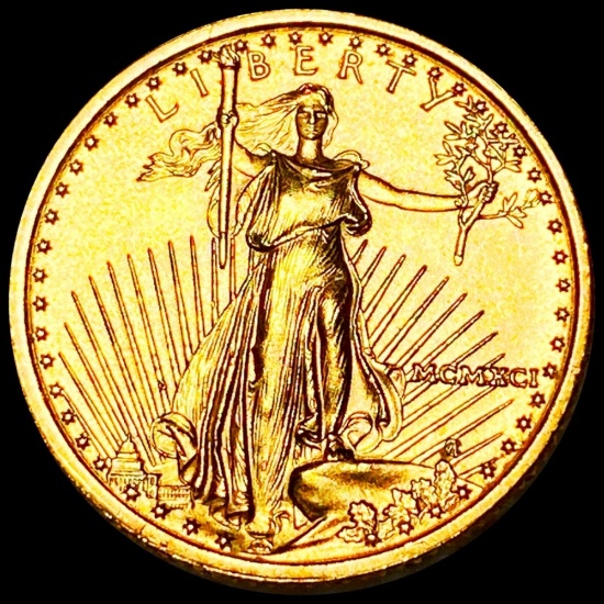 1991 $5 Gold Half Eagle UNCIRCULATED 1/10Oz