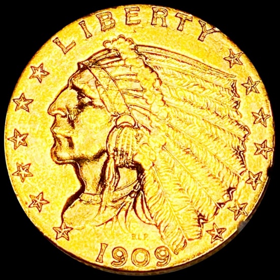 1909 $2.50 Gold Quarter Eagle CLOSELY UNC