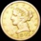 1847 $5 Gold Half Eagle AU+