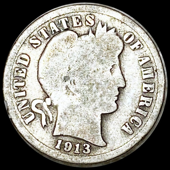 1913-S Barber Silver Dime NICELY CIRCULATED