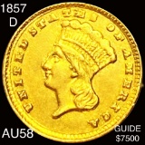 1857-D Rare Gold Dollar CHOICE AU