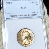 1951-S Washington Silver Quarter NNC - MS67