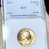 1943-D Washington Silver Quarter NNC - MS67