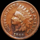 1869 Indian Head Penny LIGHT CIRC ROTATED REV