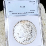 1893 Morgan Silver Dollar NNC - MS63