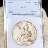 1875-S Silver Trade Dollar NNC - MS60