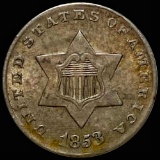 1853 Three Cent Silver NEARLY UNCIRCULATED