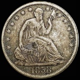 1858-O Seated Half Dollar NEARLY UNCIRCULATED