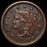 1847 Briaded Hair Large Cent UNCIRCULATED