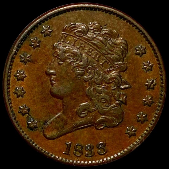 1833 Classic Head Half Cent CLOSELY UNC