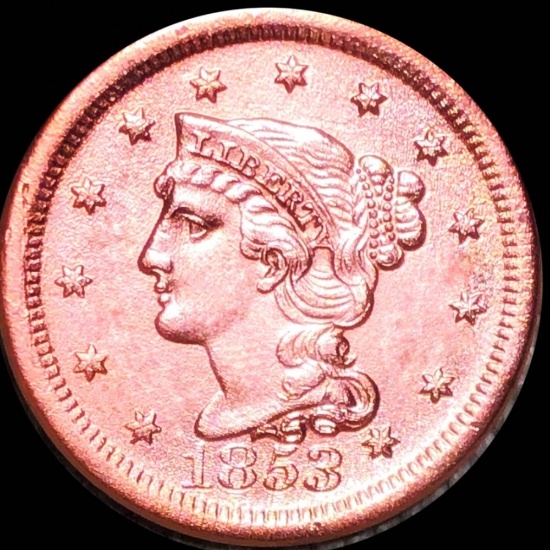 1853 Braided Hair Large Cent UNCIRCULATED RED