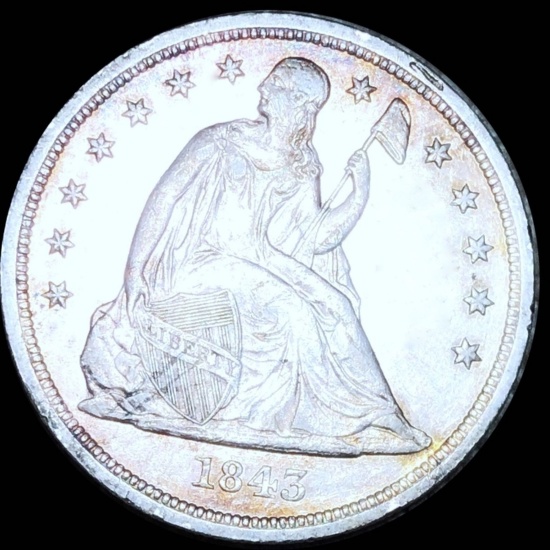 1843 Seated Liberty Dollar NEARLY UNCIRCULATED
