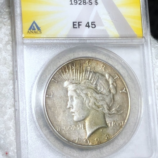 1928-S Silver Peace Dollar ANACS - EF45