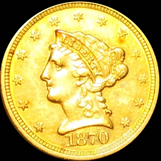 1870 $2.50 Gold Quarter Eagle UNCIRCULATED