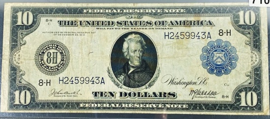 1914 US $10 Blue Seal Bill CLOSELY UNCIRCULATED