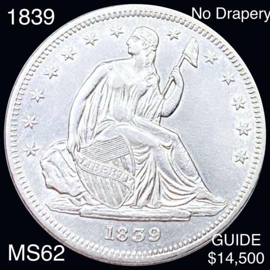 1839 Seated Half Dollar UNCIRCULATED NO DRAPERY