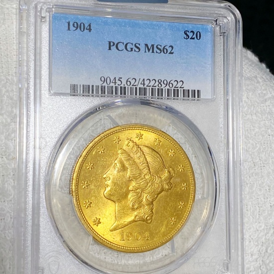 1904 $20 Gold Double Eagle PCGS - MS62