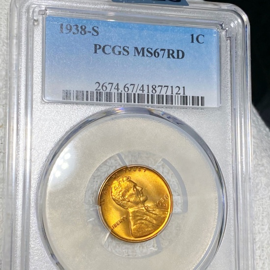 1938-S Lincoln Wheat Penny PCGS - MS 67 RD