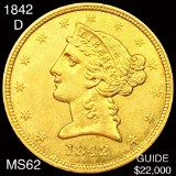 1842-D $5 Gold Half Eagle UNCIRCULATED
