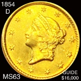 1854-D Rare Gold Dollar CHOICE BU