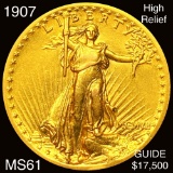 1907 High Relief $20 Gold Double Eagle UNC