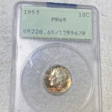 1953 Roosevelt Silver Dime PCGS - PR65