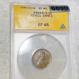 1944-D/S Lincoln Penny ANACS - EF45 FS-511 OMM-1