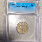 1869 Shield Nickel ICG - AU55