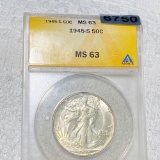 1945-S Walking Half Dollar ANACS - MS63