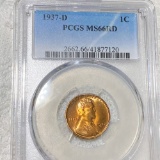 1937-D Lincoln Wheat Penny PCGS - MS 66 RD