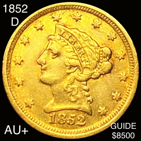 1852-D $2.50 Gold Quarter Eagle AU+