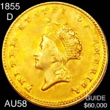1855-D TY2 Rare Gold Dollar CHOICE AU