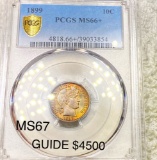 1899 Barber Silver Dime PCGS - MS66+
