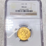 1904 $5 Gold Half Eagle NGC - MS63
