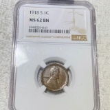 1918-S Lincoln Wheat Penny NGC - MS 62 BN